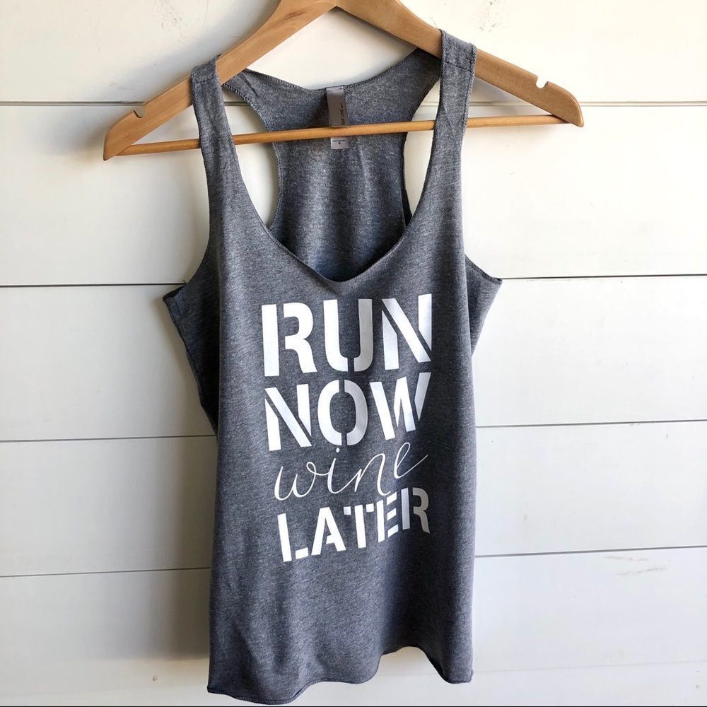 NEXT LEVEL Run Now Wine Later Tank Top Size Medium